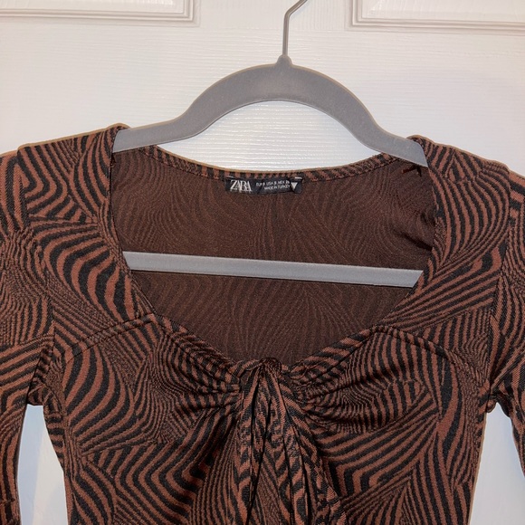 Zara brown long sleeve mini dress - Picture 2 of 4